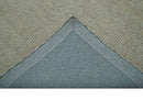 Custom Made Modern Geometrical Beige and Silver Hand Tufted Natural Wool Area Rug