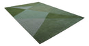 Custom Made Modern Geometrical Design Green And Gray Hand knotted wool Area Rug
