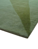 Custom Made Modern Geometrical Design Green And Gray Hand knotted wool Area Rug