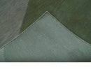Custom Made Modern Geometrical Design Green And Gray Hand knotted wool Area Rug