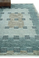 Custom Made modern Geometrical Silver and Gray Hand knotted wool Rug