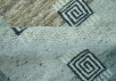 Custom Made modern Geometrical Silver and Gray Hand knotted wool Rug