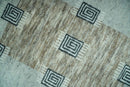 Custom Made modern Geometrical Silver and Gray Hand knotted wool Rug