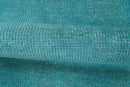 Custom Made Modern Solid Overdyed Blue Hand Knotted Wool Area Rug