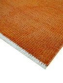 Custom Made Modern Solid Overdyed Orange Hand Knotted Wool Area Rug