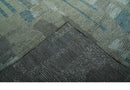 Custom Made Olive, Teal and Brown Modern abstract Hand knotted wool Area Rug