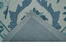 Custom Made Oriental Uzbek Design Floral Ivory And Blue Hand Tufted Wool Rug