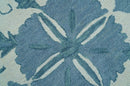 Custom Made Oriental Uzbek Design Floral Ivory And Blue Hand Tufted Wool Rug