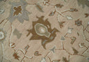 Custom Made Oushak Design Tufted Peach, Ivory and Olive Traditional Rug