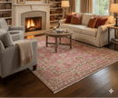 Custom Made Pink and Beige Oushak Hand Knotted Wool Rug