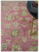 Custom Made Pink and Beige Oushak Hand Knotted Wool Rug