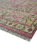 Custom Made Pink and Beige Oushak Hand Knotted Wool Rug