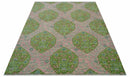 Custom Made Pink And Green Traditional Floral Motifs Design Hand Knotted wool area rug