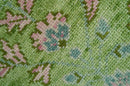 Custom Made Pink And Green Traditional Floral Motifs Design Hand Knotted wool area rug