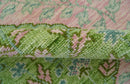 Custom Made Pink And Green Traditional Floral Motifs Design Hand Knotted wool area rug