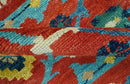 Custom Made Red And Blue Traditional Floral Motifs Hand Knotted Wool Rug
