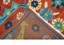 Custom Made Red And Blue Traditional Floral Motifs Hand Knotted Wool Rug