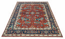 Custom Made Red And Blue Traditional Hand Knotted Wool Rug