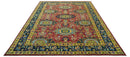 Custom Made Red And Mustard Traditional Floral Design Hand Knotted Wool Rug