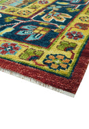 Custom Made Red And Mustard Traditional Floral Design Hand Knotted Wool Rug