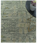 Custom Made Rug Modern Transitional Design Beige And Green Hand Knotted wool