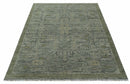 Custom Made Rug Modern Transitional Design Beige And Green Hand Knotted wool
