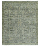 Custom Made Rug Modern Transitional Design Beige And Green Hand Knotted wool