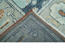 Custom Made Rust And Blue Traditional Serapi Design Hand Knotted Wool Rug