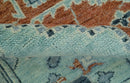 Custom Made Rust And Blue Traditional Serapi Design Hand Knotted Wool Rug