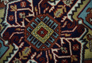 Custom Made Rust, Mustard, Ivory and Blue Hand Knotted Traditional Wool Area Rug