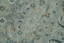 Custom Made Silver And Blue Traditional Oriental Design Hand knotted Wool Area Rug