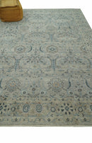 Custom Made Silver And Blue Traditional Oriental Design Hand knotted Wool Area Rug
