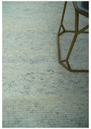 Custom Made Silver, Gray and Beige Stripes Design Hand Knotted wool Area Rug