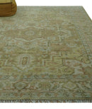 Dune Custom Made Silver, Olive and Peach Hand Knotted Traditional wool Rug
