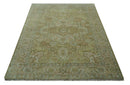 Dune Custom Made Silver, Olive and Peach Hand Knotted Traditional wool Rug