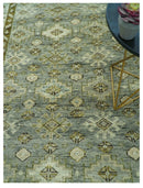 Custom Made Silver Traditional Heriz Design Hand Knotted wool area rug