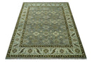 Custom Made Silver Traditional Heriz Design Hand Knotted wool area rug