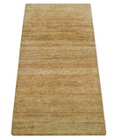 Custom Made Solid Design Camel Hand Knotted Wool Area Rug