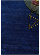 Custom Made Solid Modern Blue Hand Tufted thick Wool Area Rug