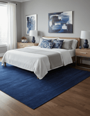 Custom Made Solid Modern Blue Hand Tufted thick Wool Area Rug