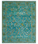 Custom Made The Plants and Roots Blue Hand Knotted Traditional Wool Area Rug