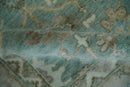 Custom Made Traditional Aqua and Silver Antique Style Multi size Hand knotted Wool Area Rug