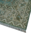 Custom Made Traditional Aqua and Silver Antique Style Multi size Hand knotted Wool Area Rug