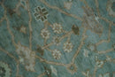 Custom Made Traditional Aqua and Silver Antique Style Multi size Hand knotted Wool Area Rug