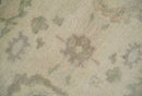 Custom Made Traditional Camel and Silver Antique Style Oushak Hand knotted Wool Area Rug