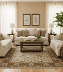 Custom Made Traditional Design Beige And Brown Hand Knotted wool area rug
