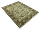 Custom Made Traditional Design Beige And Brown Hand Knotted wool area rug