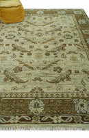 Custom Made Traditional Design Beige And Brown Hand Knotted wool area rug