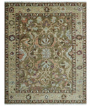 Custom Made Traditional Design Brown And Beige Hand Knotted wool area rug