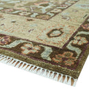 Custom Made Traditional Design Brown And Beige Hand Knotted wool area rug